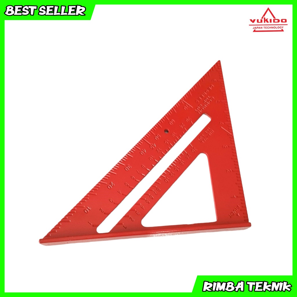 Promo SEGITIGA penggaris Besi 7 inch siku sudut alat pengukur ruler merah speed square Termurah