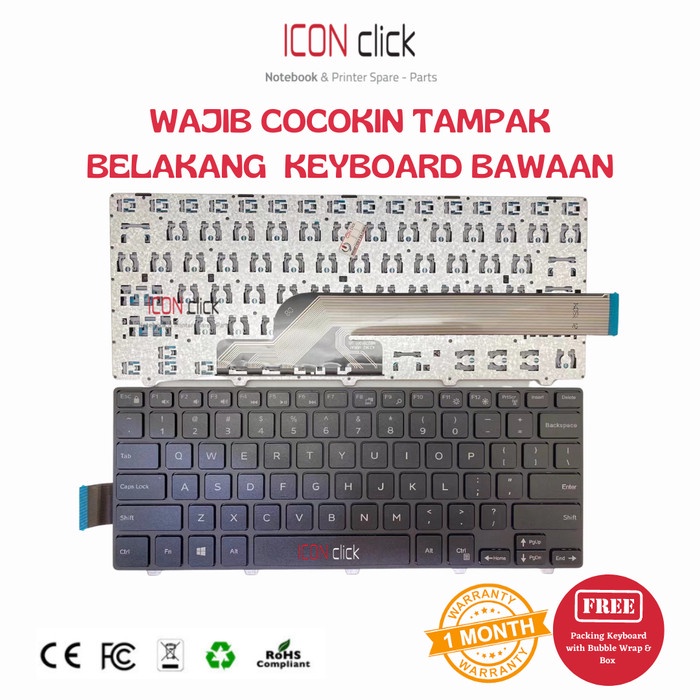 Keyboard Keyboard Laptop Dell Inspiron 14-3458 14-3459 14-3462 14-3467 Hitam