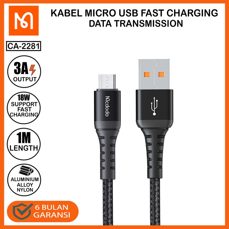 Kabel Data Micro USB MCDODO CA-2281 Kabel Micro USB Fast Charging 1M