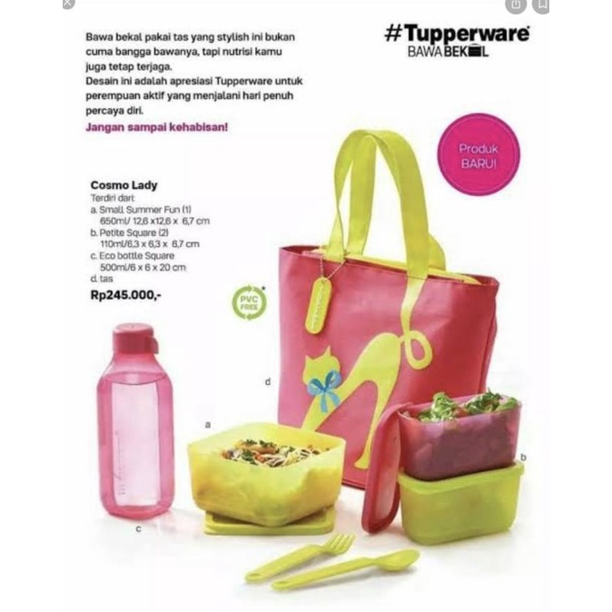 TUPPERWARE Tas bawa bekal Tupperware Cosmo Lady set - Pink [A09]