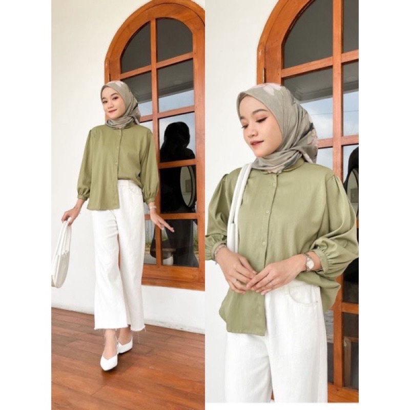 KEMEJA BLOUSE POLOS LENGAN PANJANG / KEMEJA POLOS CRINCLE / BLOUSE CRINCLE