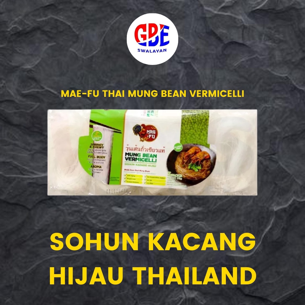 

Mae-Fu Thai Mung Bean Vermicelli | Sohun Kacang Hijau Import Thailand isi 5 packs 175gr