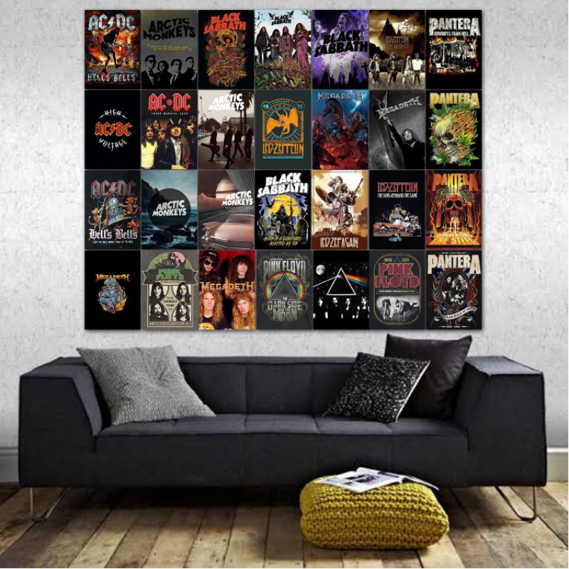 Paket Hemat 1 Set ( 28 Pcs ) Hiasan Dinding Vintage Band Rock Poster Aesthetic Paket Real Pict