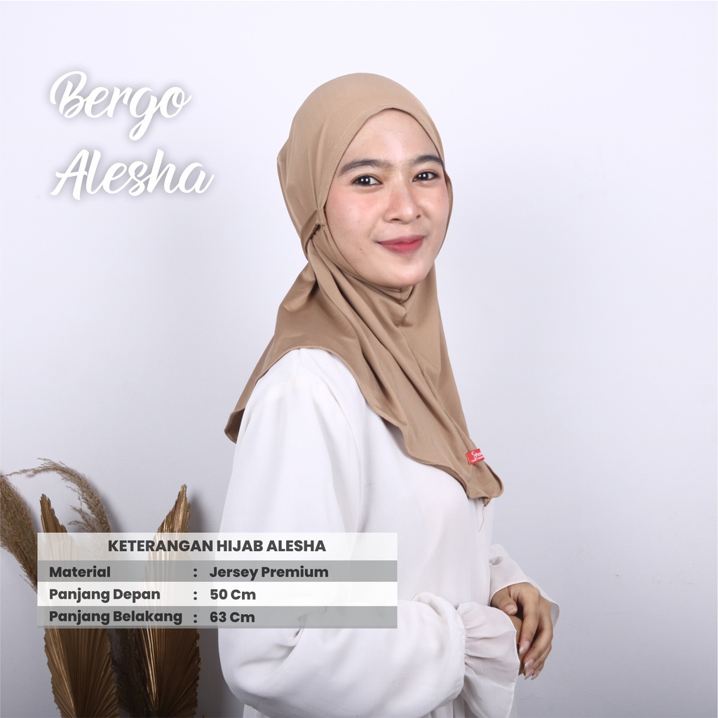 Hijab Bergo Jersey Tali Non Pet I Alesha Jilbab Instan Jersey Premium