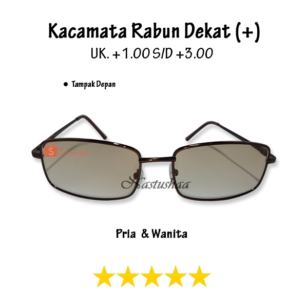 Kacamata Lensa Plus [+] +1.00 s/d +3.00 Frame Besi Coklat Lensa Coklat Untuk Pria Wanita Rabun Dekat NOCASE