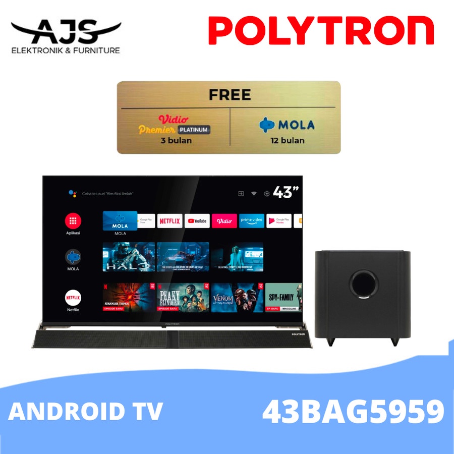 TV POLYTRON Smart Cinemax Soundbar TV 43 inch PLD 43BAG5959