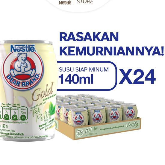 

♝ BEAR BRAND Susu Kaleng White Tea Susu Steril 140ml x 24 pcs ヾ