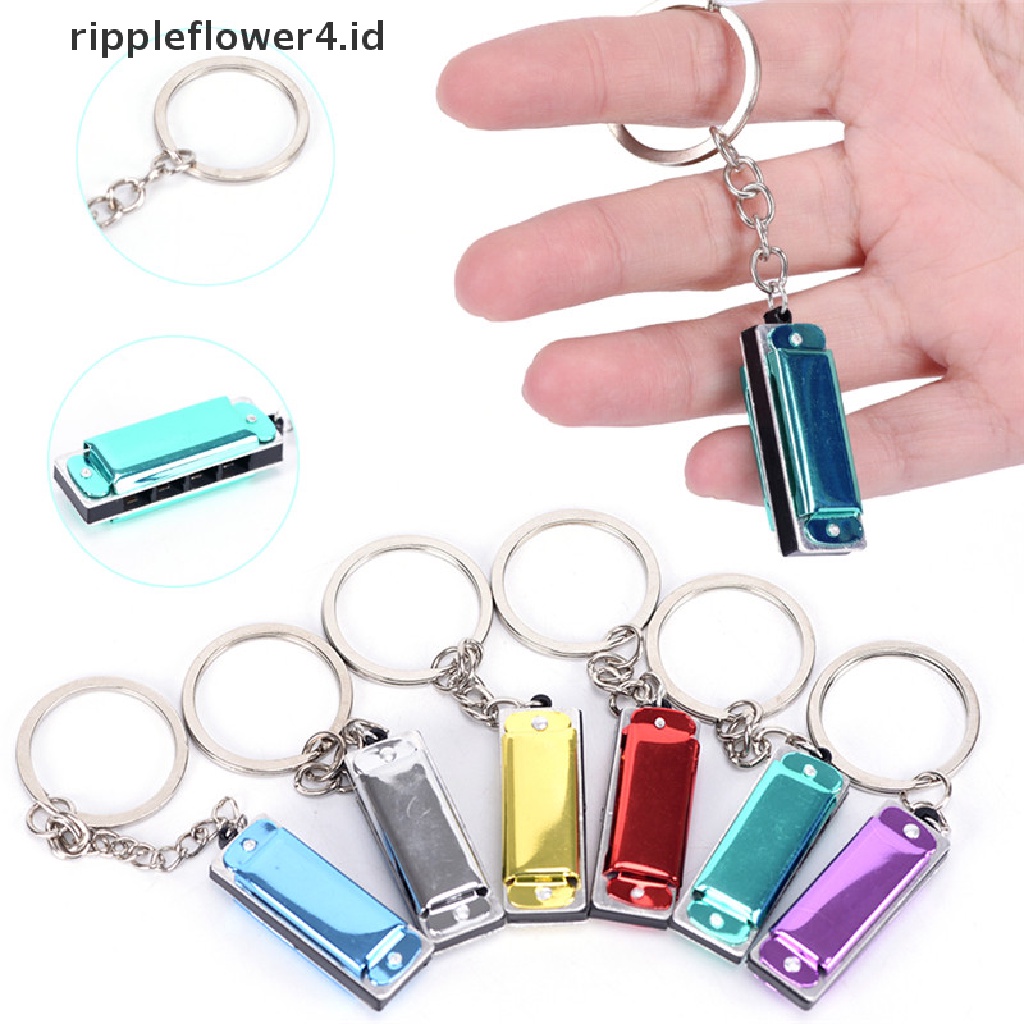 {rippleflower4.id} Warna Random Gantungan Kunci Harmonika Mini Mulut Organ Keyring Tergantung Rad Silver Nada~