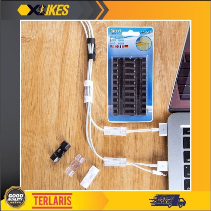 

_^_^_^] Klip Kabel Organizer Cable Klip Ties - Pengikat Perekat Kabel Strap