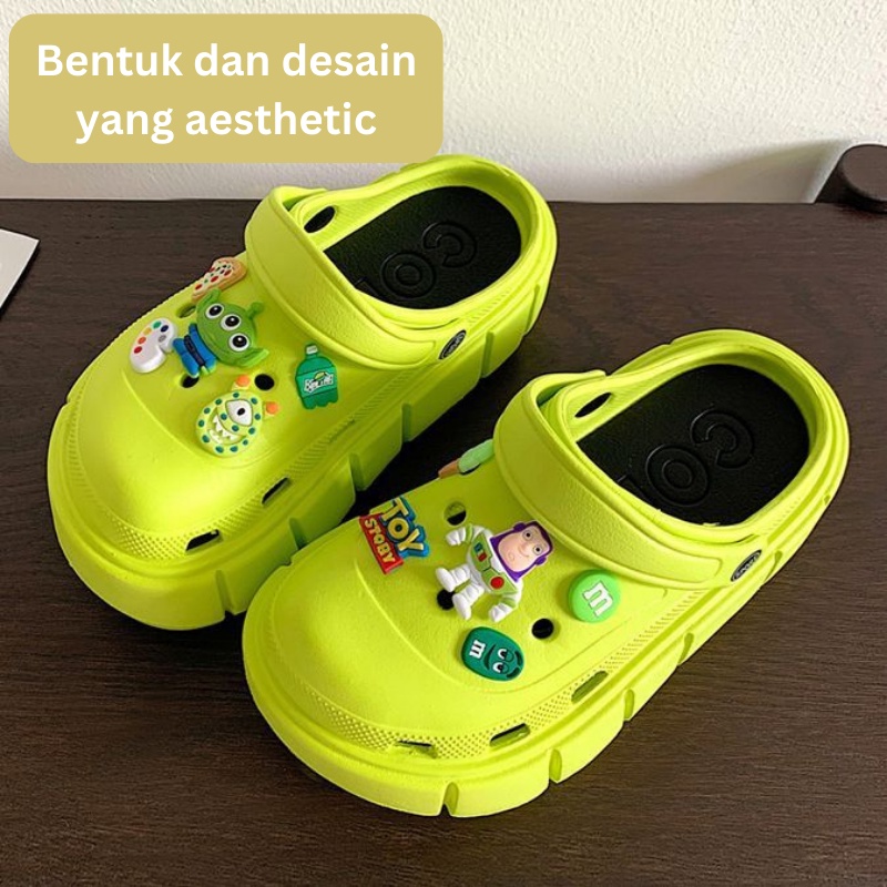 Mainland Sandal Fuji Korean Fashion Sendal Wedges Wanita Lucu Sandal Slip On Karet Jelly Outdoor HSN117