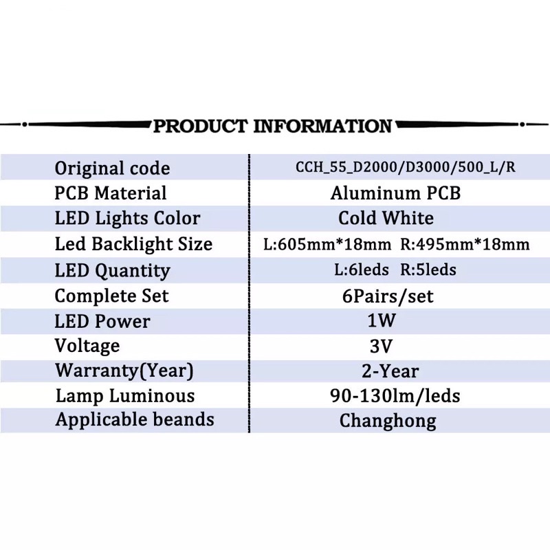 BACKLIGHT TV LED CHANGHONG LED 55D3000i LED 55D3000 55D3000i LED 55D2000i LAMPU BL 55IN 11K 55 INC