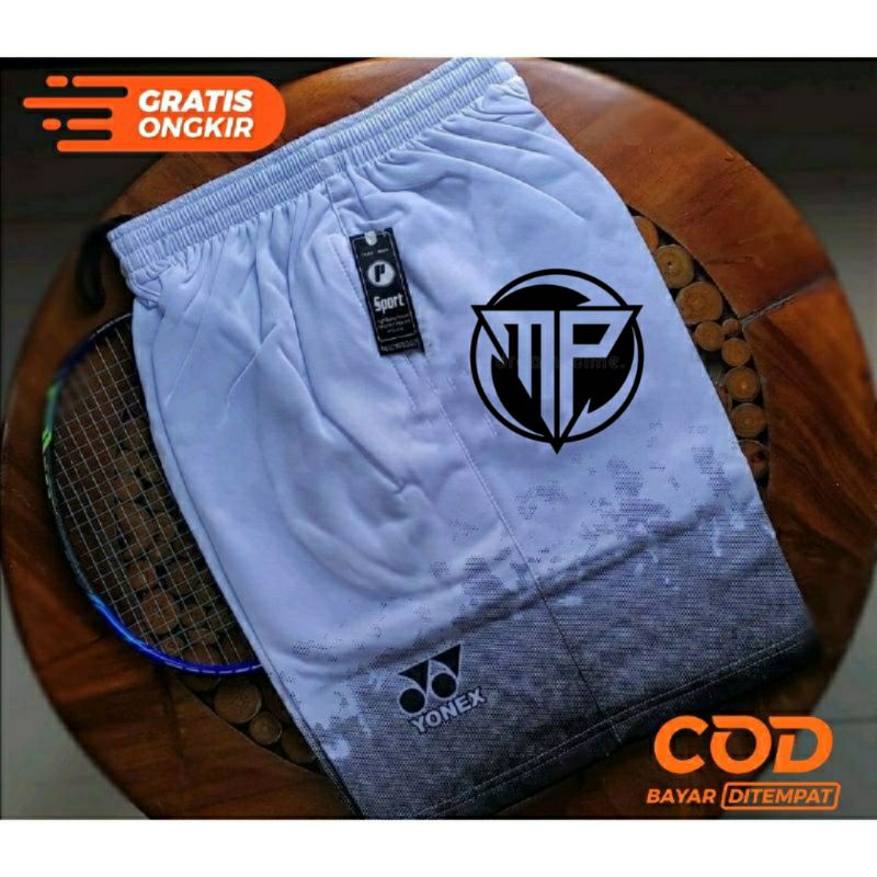 Celana pendek bulutangkis badminton yonex hitam putih bahan diadora premium size M,L,Xl