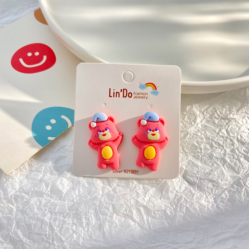 Kartun Beruang Lucu Astronot Anting-Anting Anting-Anting Mode Mini Kelinci Putih Anting-Anting Multi Gaya Anting Hewan