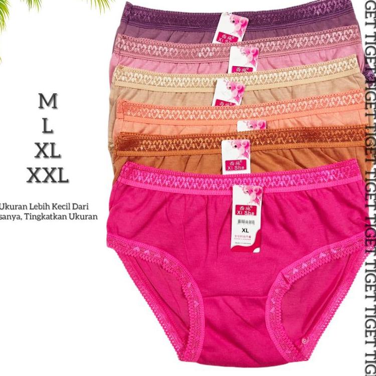 ニV Cd Celana Dalam Wanita Cewek Renda Dewasa Anak Remaja XI She Ukuran Size M L XL XXL 3L Katun NEW 