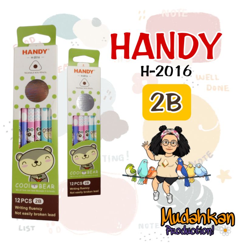 

HANDY PENSIL 2B TYPE H-2016 [ 1 BOX ISI 12] [ 1 BOX ISI 6 ] PENSIL LUCU / PENSIL 2B