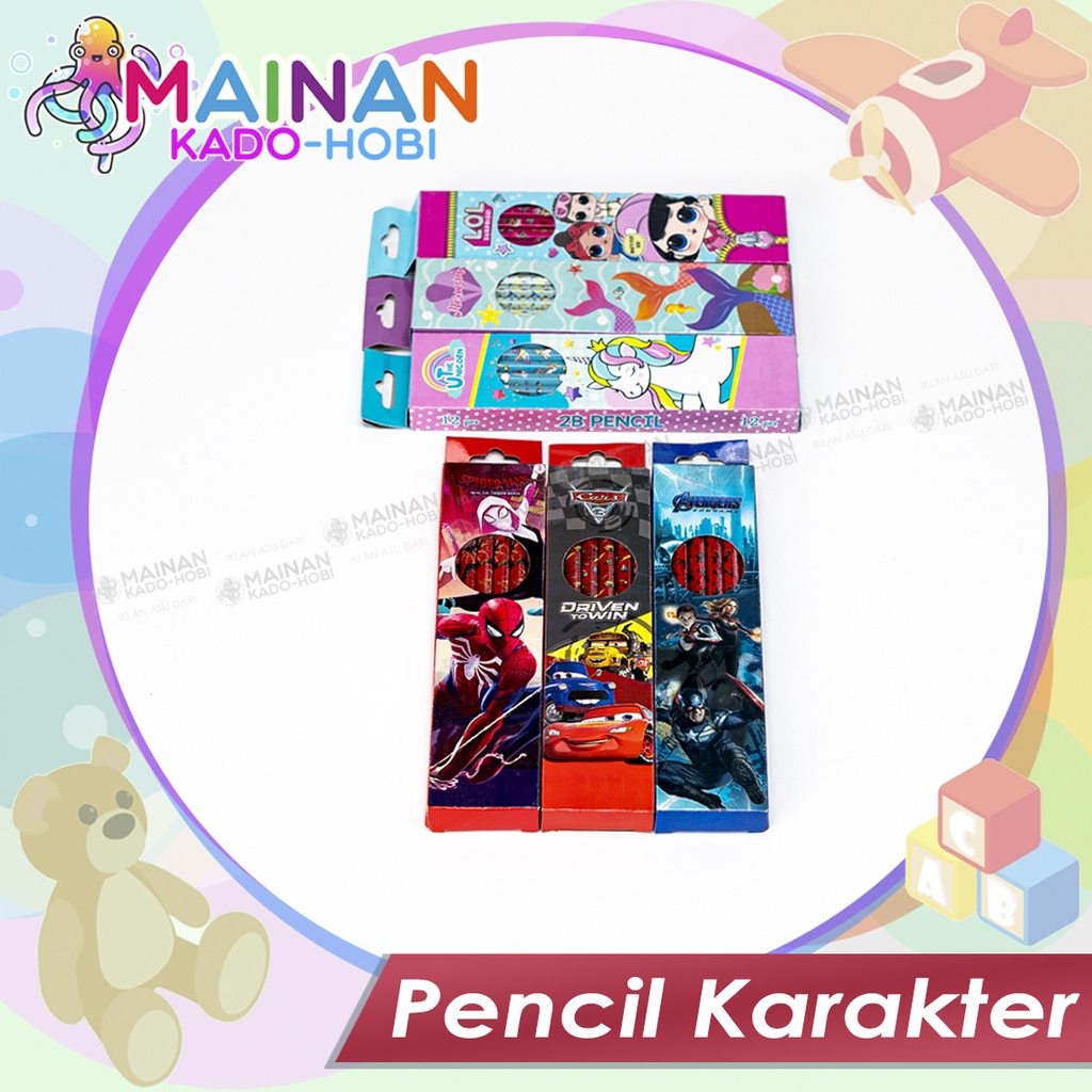 PAKET STATIONERY ALAT TULIS PENSIL KAYU 2B KARAKTER ANAK GOOD QUALITY