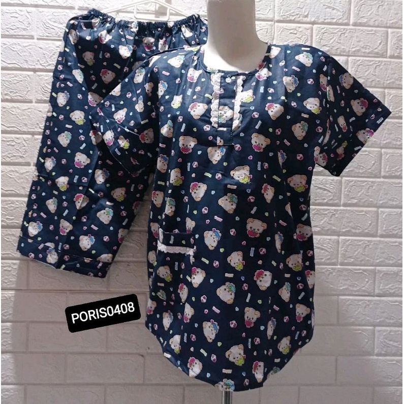 Baju Tidur HOKI SHEILA Katun wanita celana 3/4 (happy)