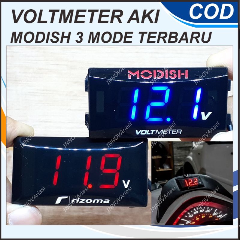 VOLTMETER MODISH DIGITAL WATERPROOF MULTIFUNGSI 12V DC: PENGUKUR SUPLAY ARUS ADAPTOR PENGUKUR TEGANG