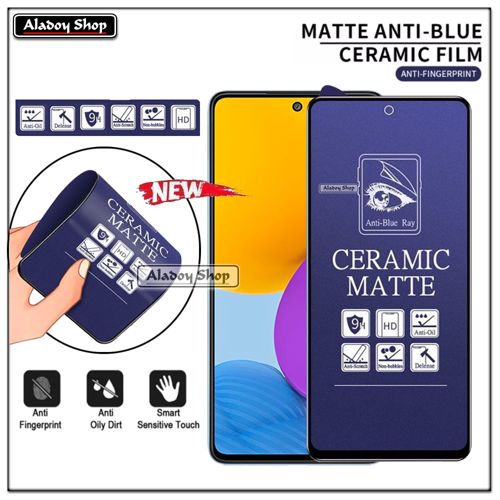 PAKET 3IN1 Anti Gores Blue Matte Anti Glare Samsung M52 5G + Tempered Glass Camera dan Skin Carbon