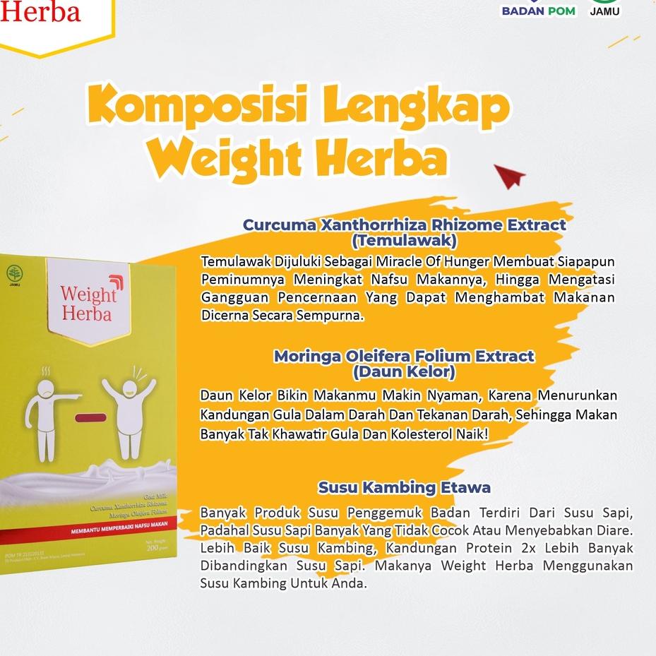 

[PRODUK QFTNY] Weight Herba - 100% Original Susu Penggemuk Penambah Berat Badan & Nafsu Makan Tingkatkan Kalori Kualitas Tinggi & Menambah Protein Terbaik Isi 200gr II9