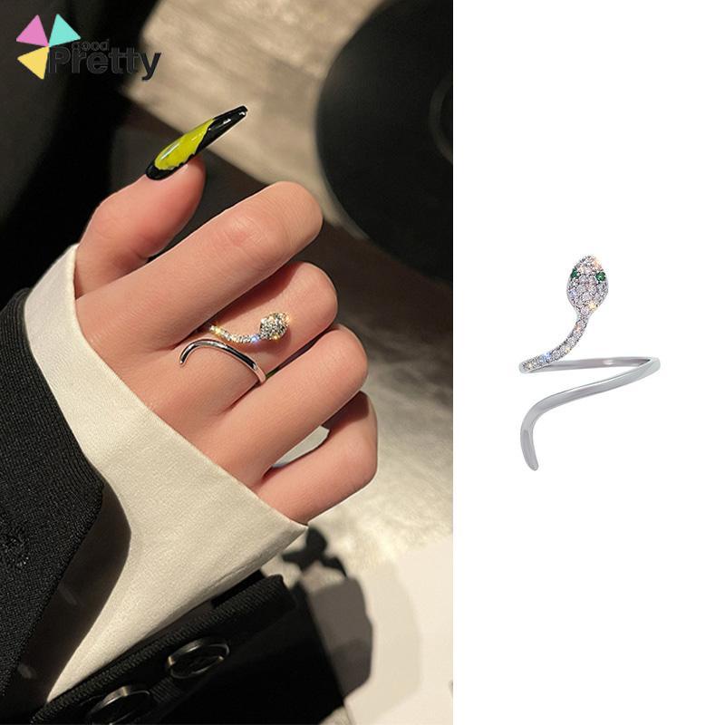 Cincin Kristal Ular Adjustbale Desain Zircon Cincin Untuk Wanita - PD