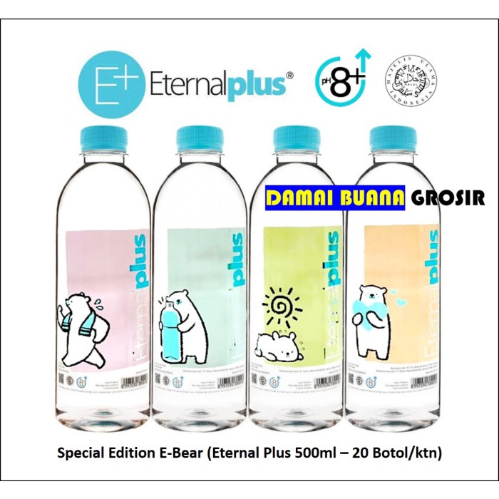 

Air Mineral Eternal Plus (E+) 500ml PROMO (1KARTON=20 BOTOL) - E-Bear