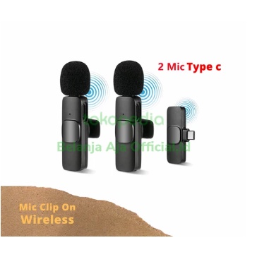 mic lavalier wireless microphone clip on hp vlog youtuber portable - 2 MIC TYPE C