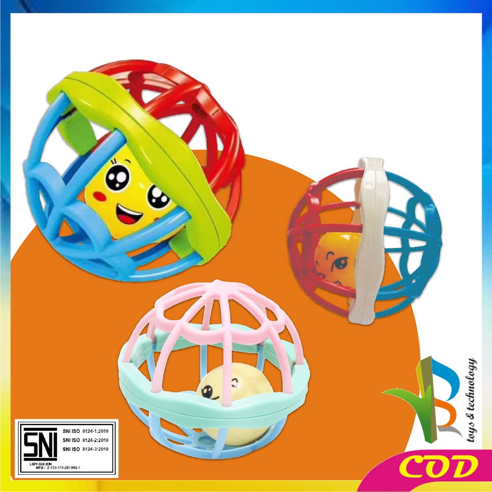 RB-M10 Mainan Bayi Bola Kerincingan Bahan Karet Lembut Teether Rattle Bayi | Baby Toys