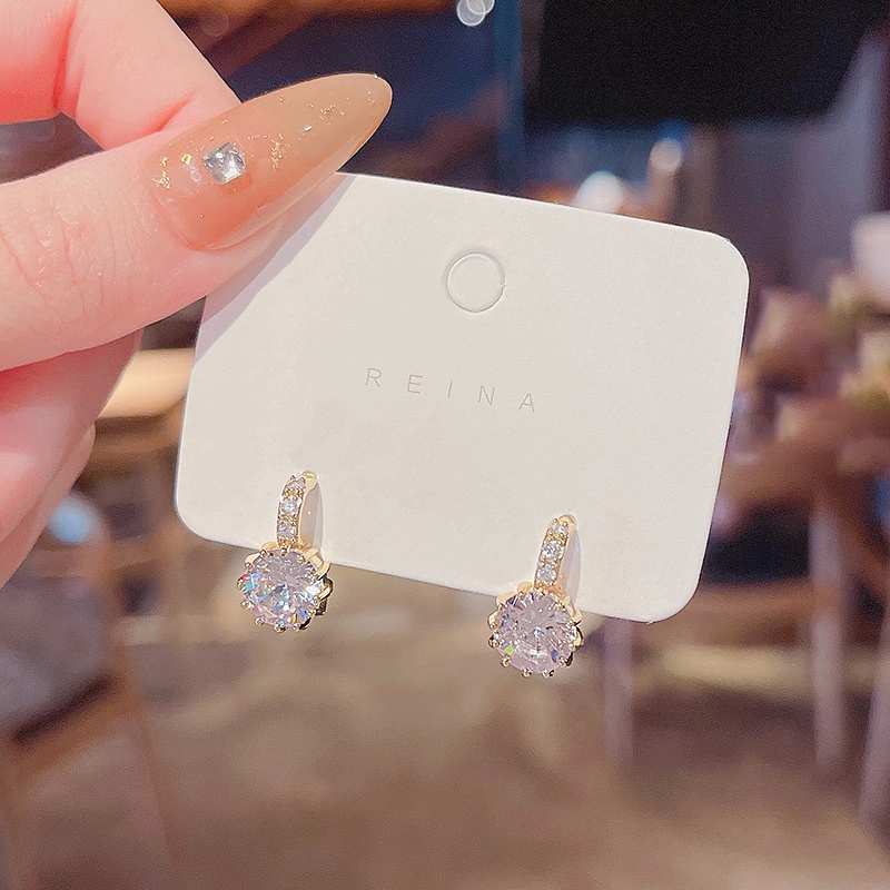 Anting Stud Zircon Geometris Bahan S925 Silver Needle Untuk Wanita
