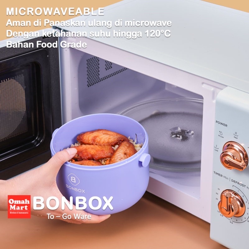 BONBOX Lunch Box Microwaveable Portabel Kotak Makan Elegant Dan Praktis Bahan PP Food Grade