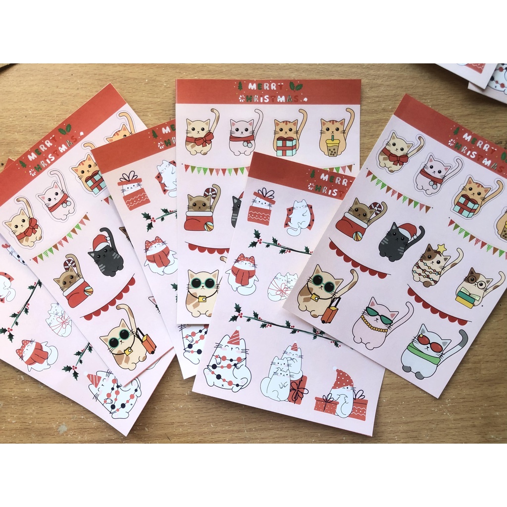 

Aesthetic Cat Sticker Christmas | stiker perangko / Jurnal / Stiker / lucu