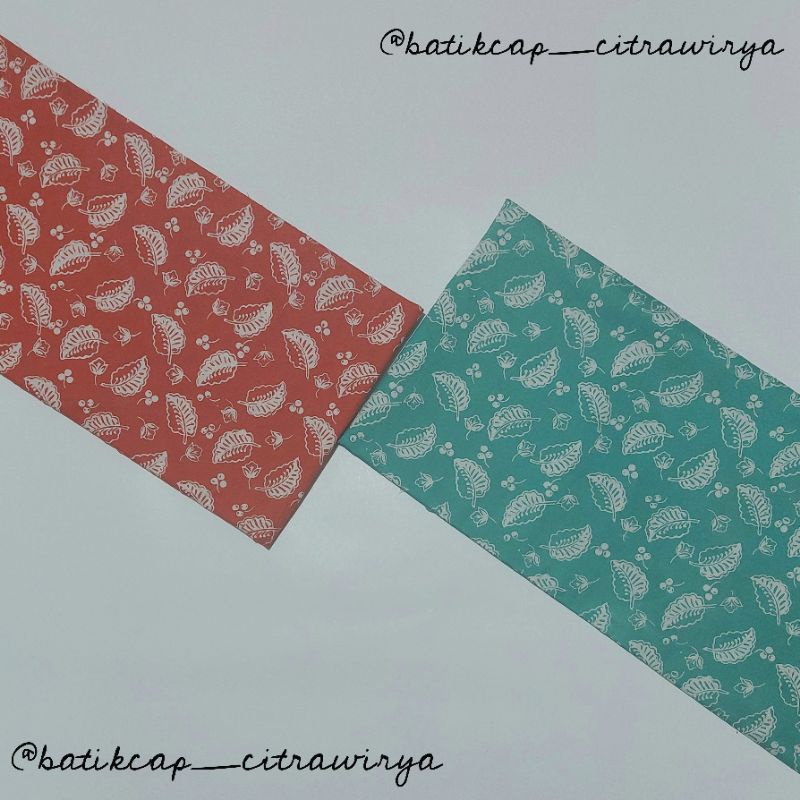 Kain Batik Cap Alusan Pastel Tosca dan Orange