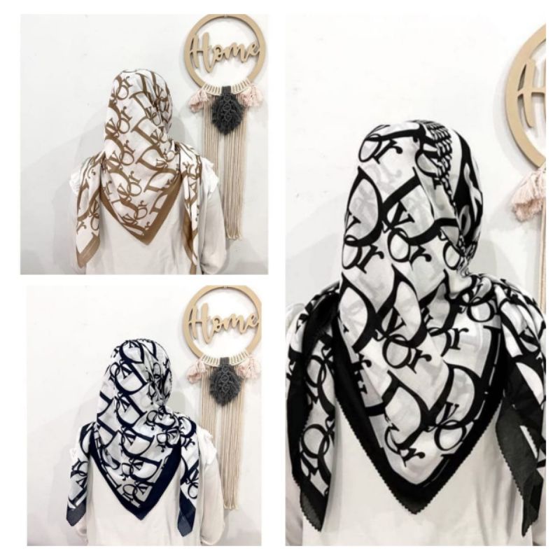 HIJAB/KERUDUNG SEGIEMPAT VOAL MOTIF DIOR TERBARU