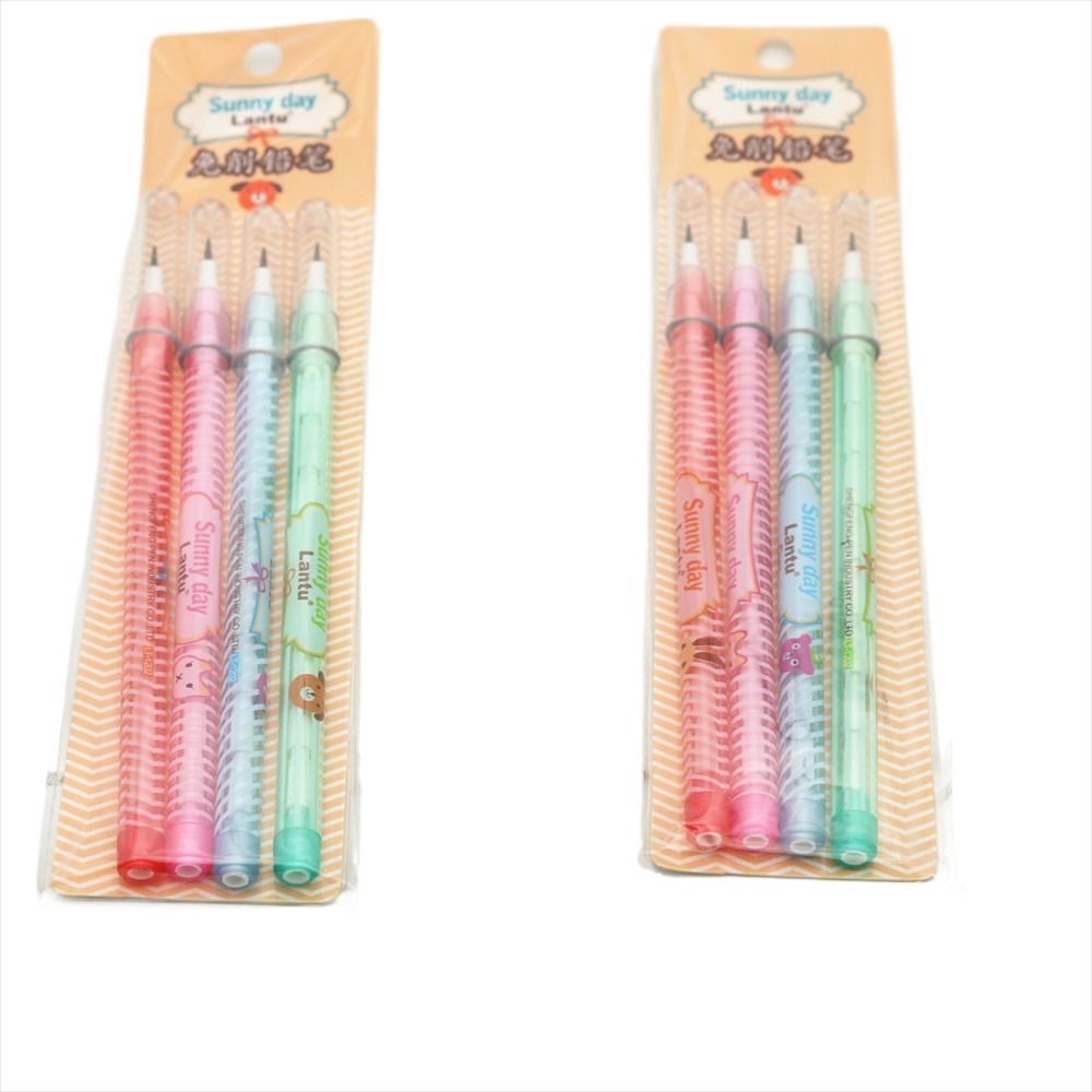 Lanfy Pensil 4Pcs/set Perlengkapan Sekolah Pulpen Menulis Kartun Anak Alat Tulis Pensil Tidak Tajam