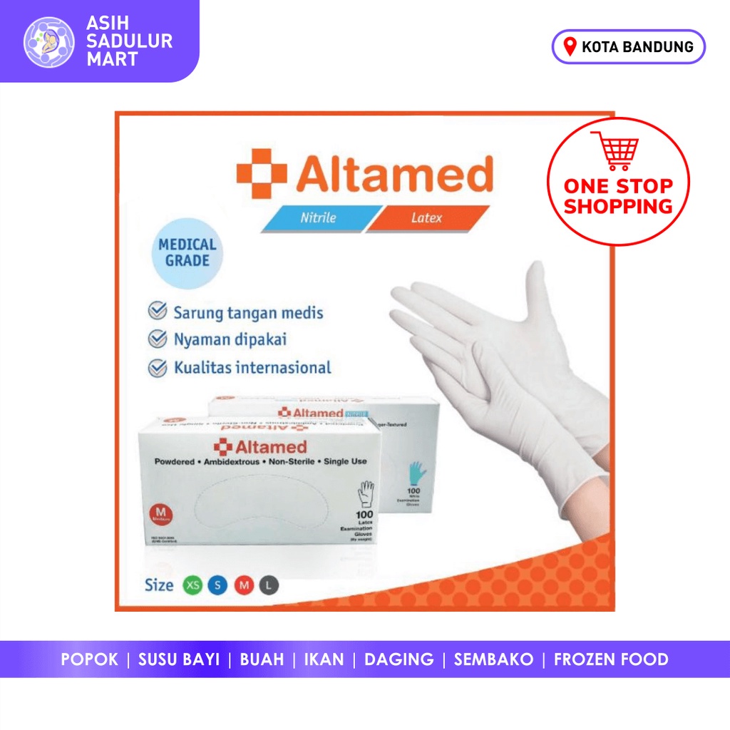 Altamed Sarung Tangan Medis Putih 1 Pasang / 1 Dus (50 Pasang)