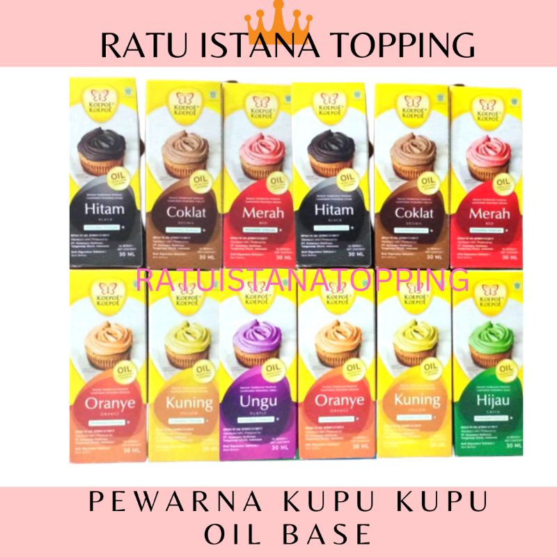 

PEWARNA MAKANAN KOEPOE KOEPOE OIL BASE 30 ML PEWARNA MAKANAN CAIR KUPU KUPU