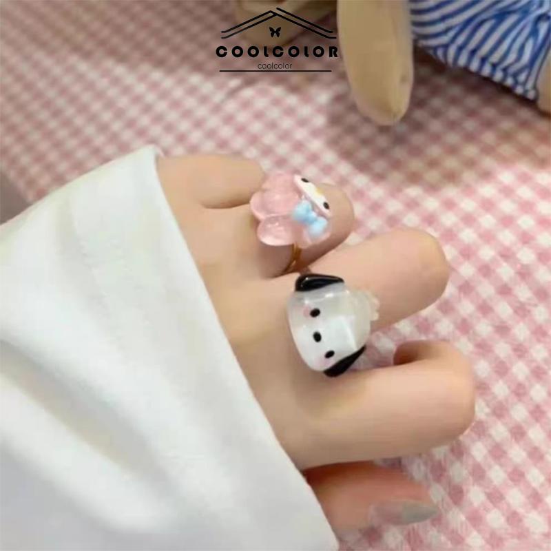 COD❤️Cincin Kuromi Melody Adjustable Resin Retro Gaya Untuk Wanita- cl