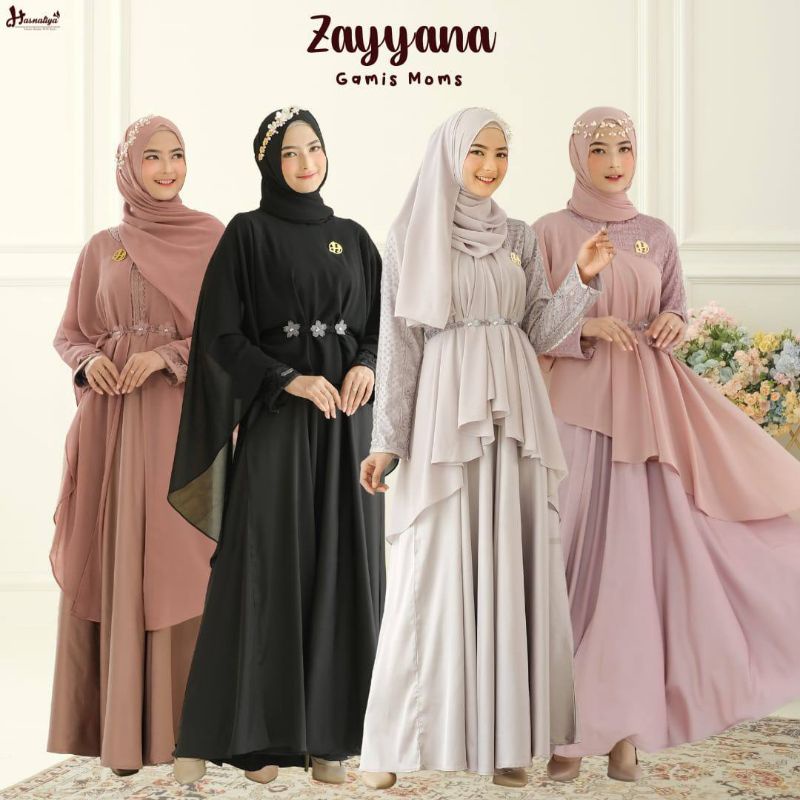Ready Stock Zayyana dress mom XL set pashmina free belt /Zayyana dress by Hasnaliya