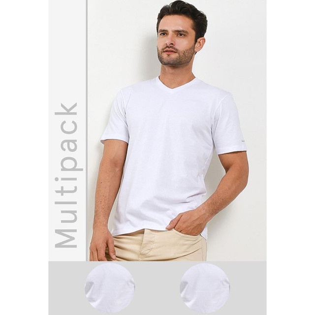 Hush Puppies Kaos Dalam Pria 2 Ss Vneck All White
