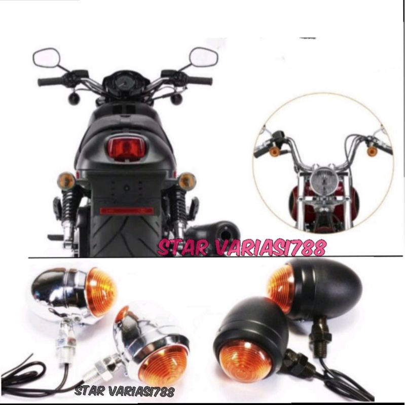 Lampu sein sen acipi bulat besar motor classic lampu sen klasik costum