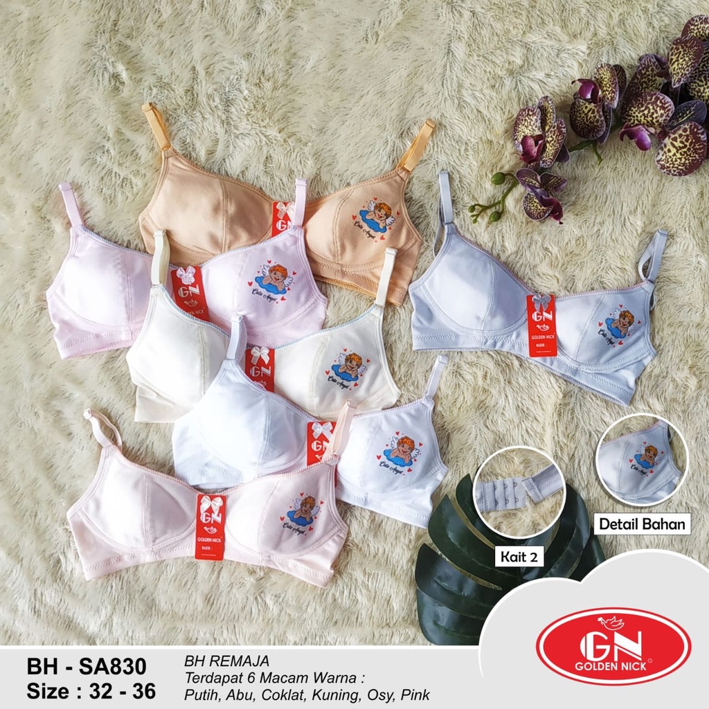 1 Pcs Bra Remaja Golden Nick SA 830 | Bra Bergambar | Size 32 34 36 | Bra Perempuan Bahan Katun