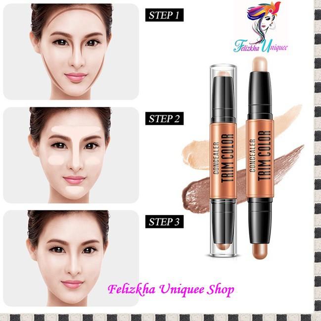 [U[32 ㊛] PROMO BIOAQUA TRIM COLOR Double Stick Concealer Stik Kosmetik Kecantikan Beauty MAKEUP Penc