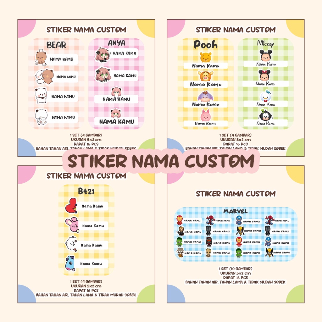 

96 pcs STIKER NAMA ANAK CUSTOM