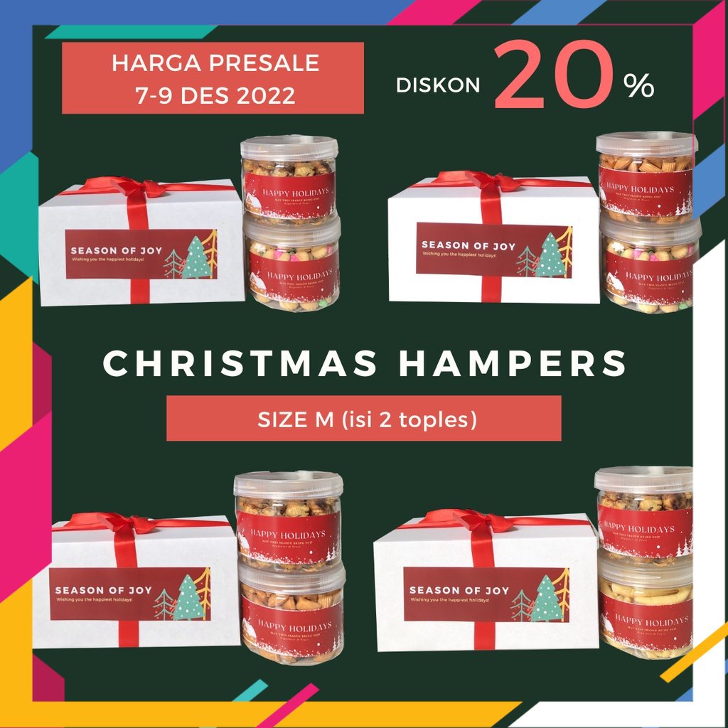 

SPECIAL NATAL DAN TAHUN BARU 2022 /[DELISH SNACKS] Hampers Natal (M) isi 2 toples / Bingkisan Parsel Parcel / Gift Box Makanan Christmas Set Gift