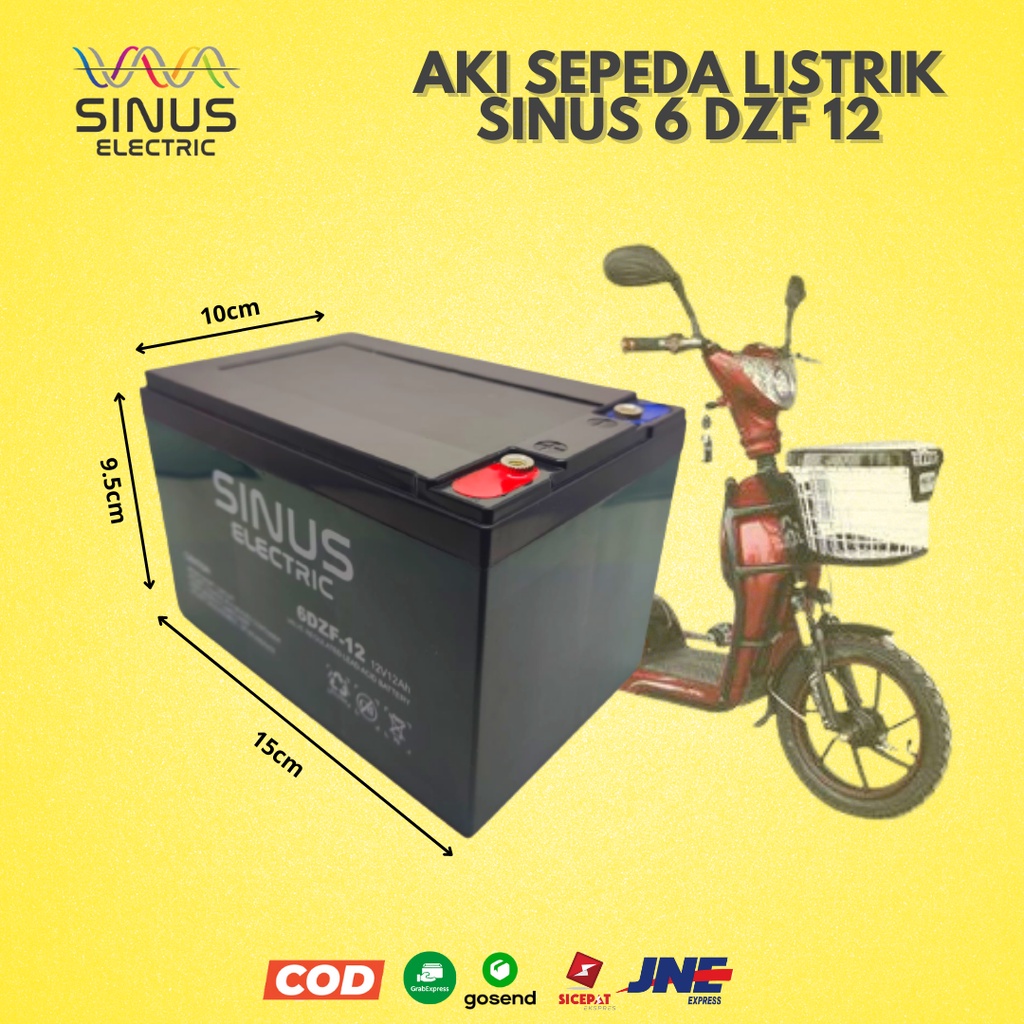 Aki baterai Sepeda Listrik 6 DZF 12 aki 12V 12Ah SINUS