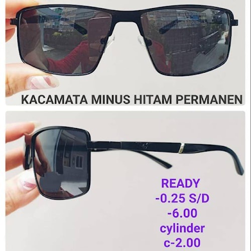 KACAMATA MINUS LENSA HITAM DAN COKLAT PERMANEN MODEL POLICE UNISEX