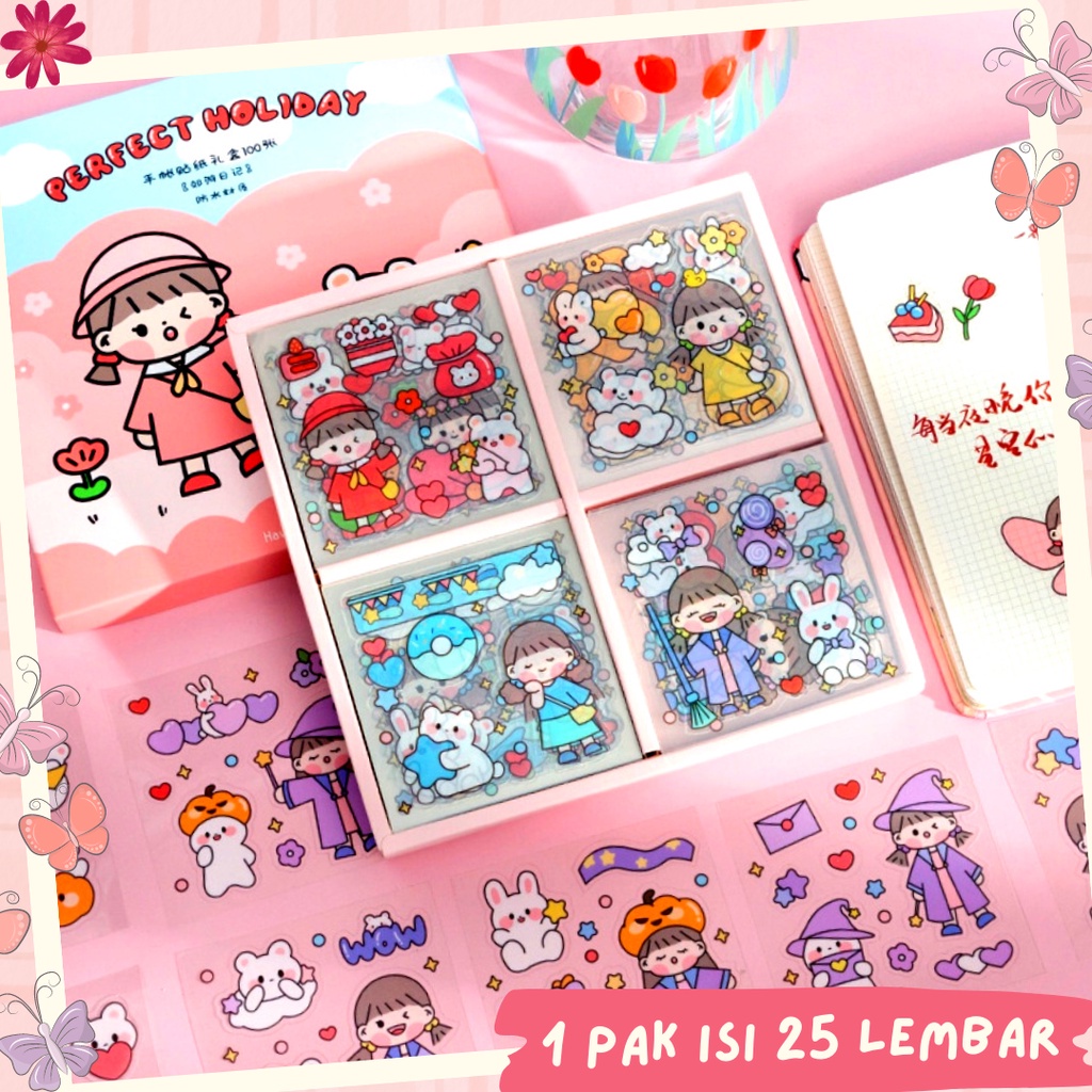 

Stiker BOX 2D Tempel Lucu 1 Pak Isi 25 Lembar Planner Scrapbook Cute Anti Air Aesthetic Sticker Dekorasi Design DIY