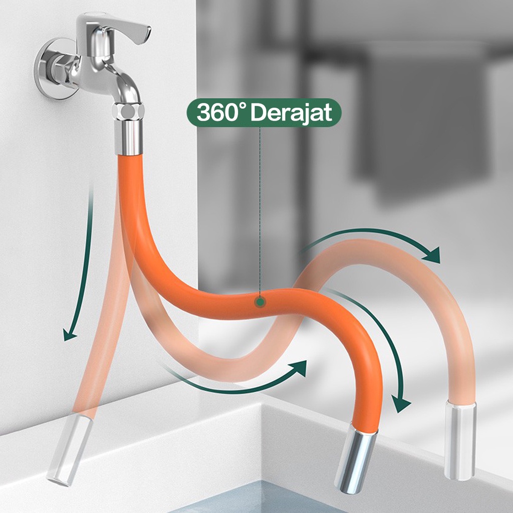 Sambungan Selang Air Flexible Ekstensi  Penyambung Keran Air Universal 360 Derajat Bahan Silikon  Extension Wastafel Cuci Piring