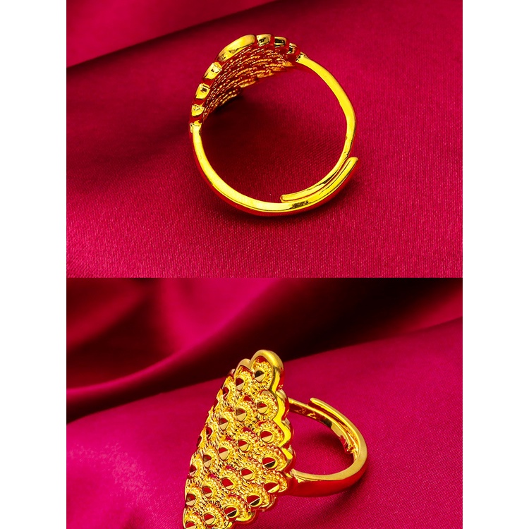 Goldkingdom Perhiasan Fashion Aksesoris Bangkok Emas Asli Kadar 375 Ready Stock Cincin Berlian Wanita Lapis Emas Baru Kaya