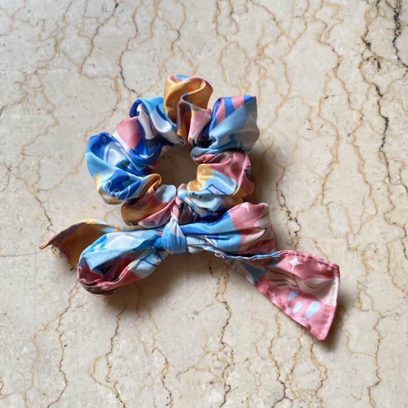 Karet rambut scrunchies bandana bando kain polos motif